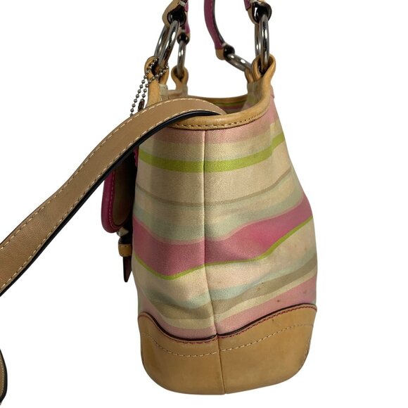 Coach Y2K Soho Hampton Pastels Striped Vachetta Leather Handbag 1888 Bag w/ Tag - Picture 2 of 13